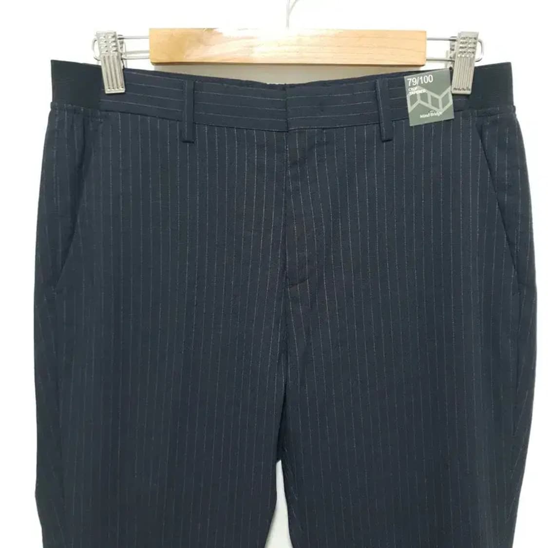 마인드브릿지 크롭 테이퍼드 스트라이프 슬랙스 31_S1227 상품이미지2