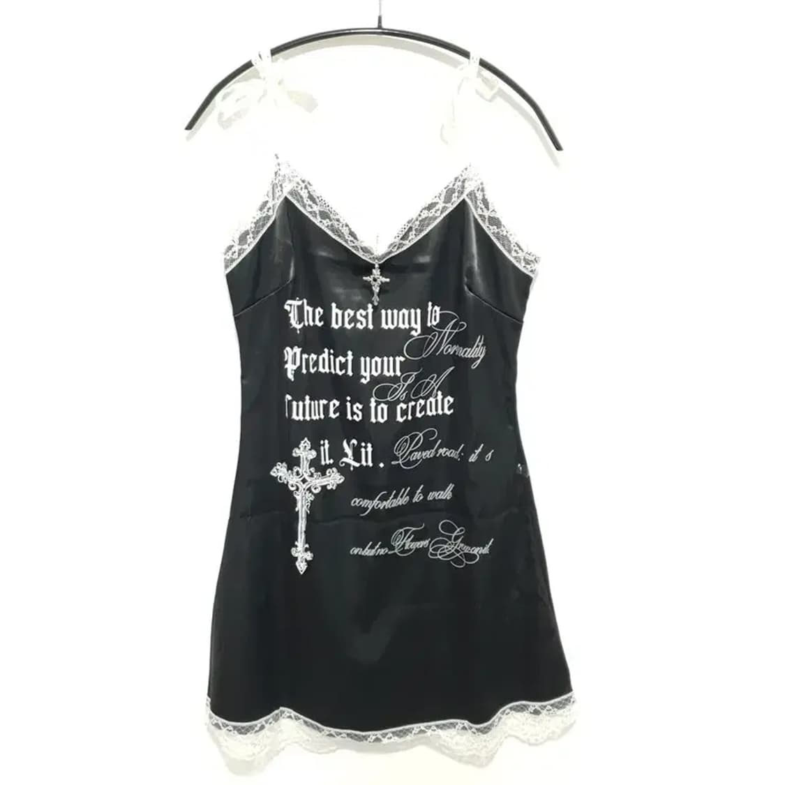 레터링 엔젤 크로스 새틴 드레스 S_S1268 상품이미지1