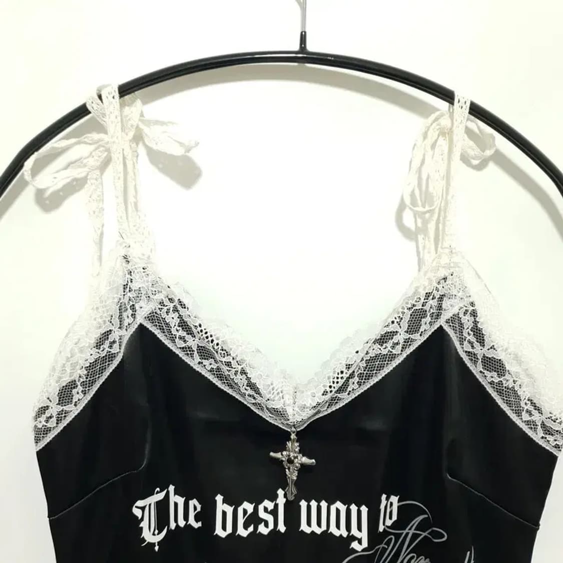 레터링 엔젤 크로스 새틴 드레스 S_S1268 상품이미지2