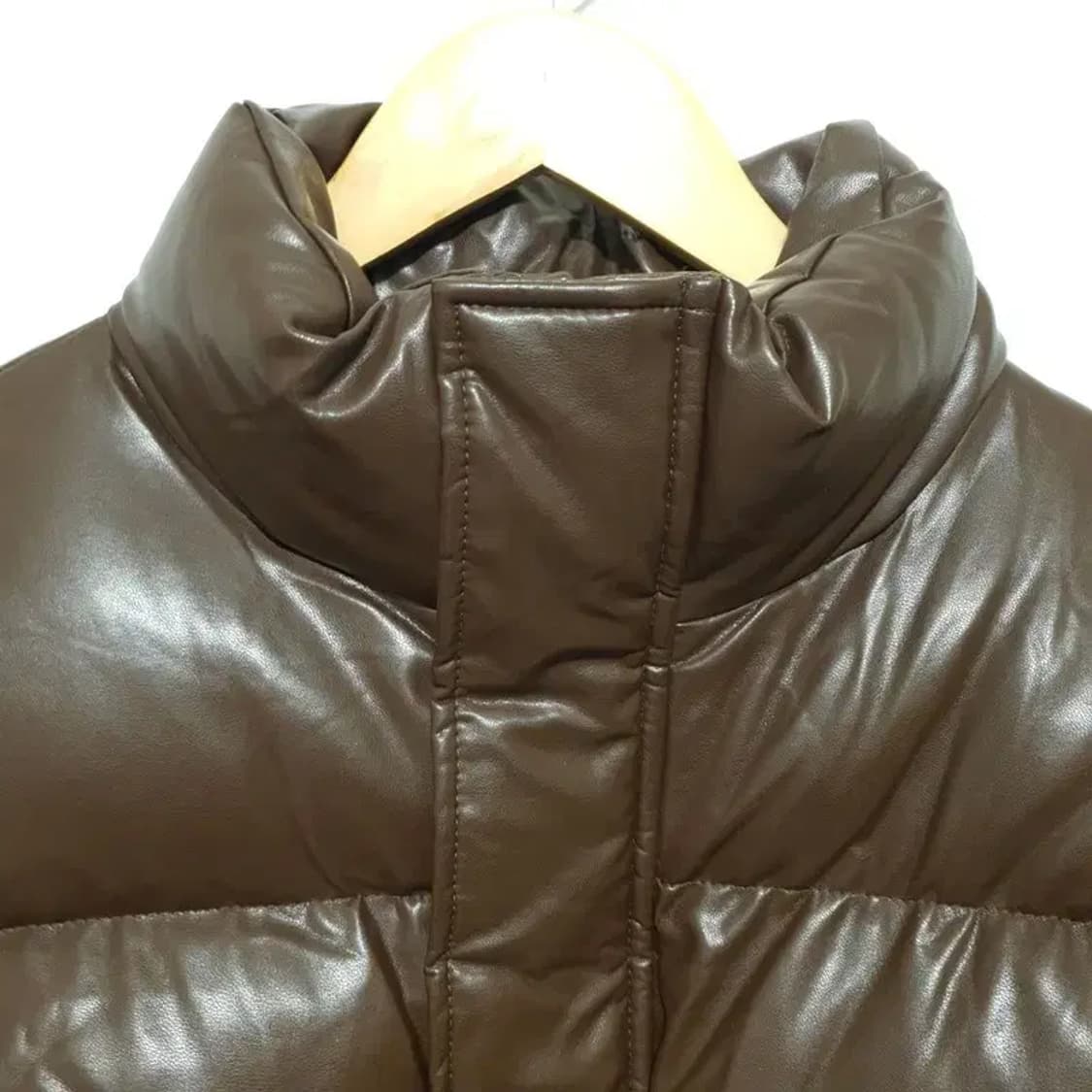 유광 레더 크롭 숏 패딩 F_W0318 상품이미지2