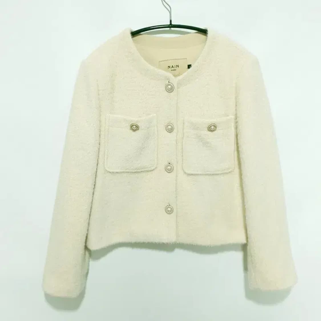 아틀리에나인 진주 헤어리 심플 트위드 자켓 S_M1341 상품이미지1