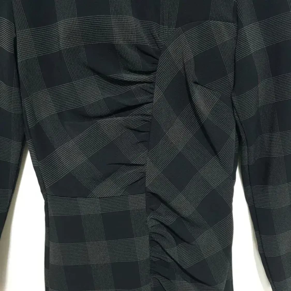 망고 셔링 언발 체크 원피스 XS_M1356 상품이미지3