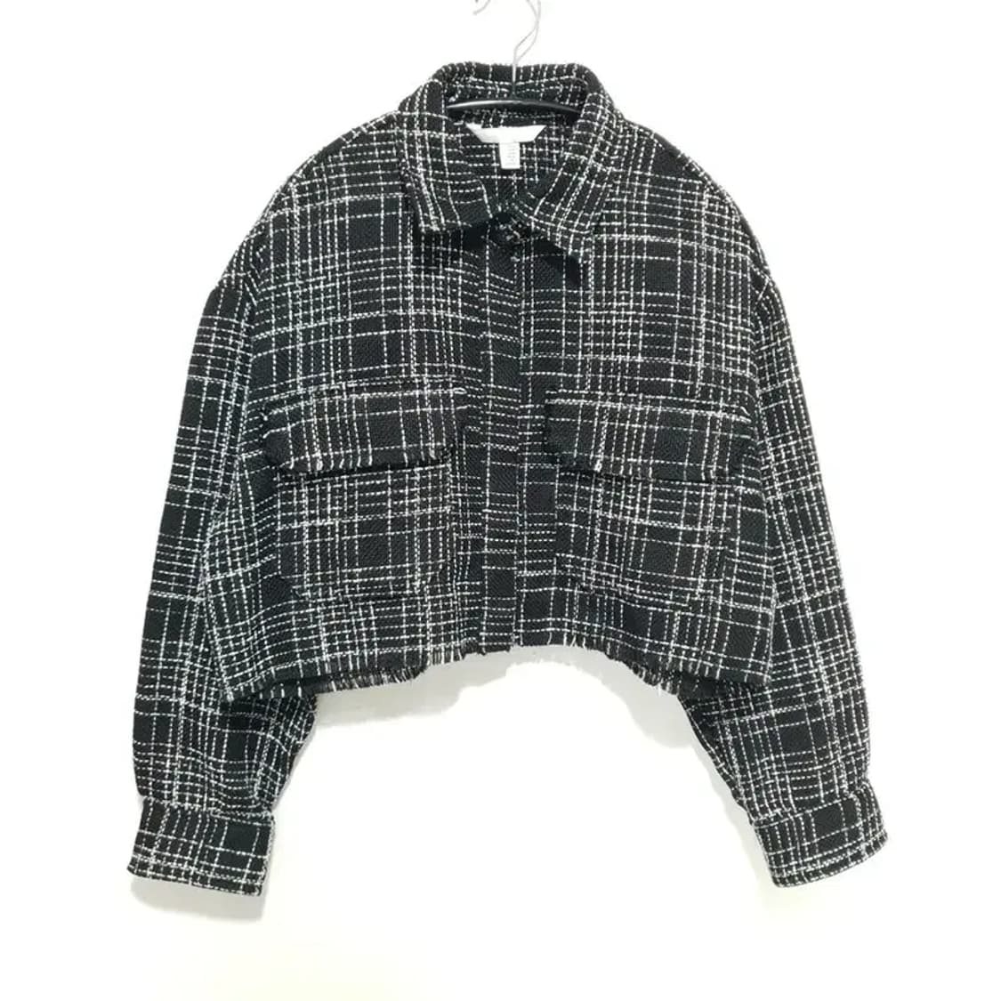 H&M 체크 히든버튼 트위드 숏 자켓 M_M1382 상품이미지1