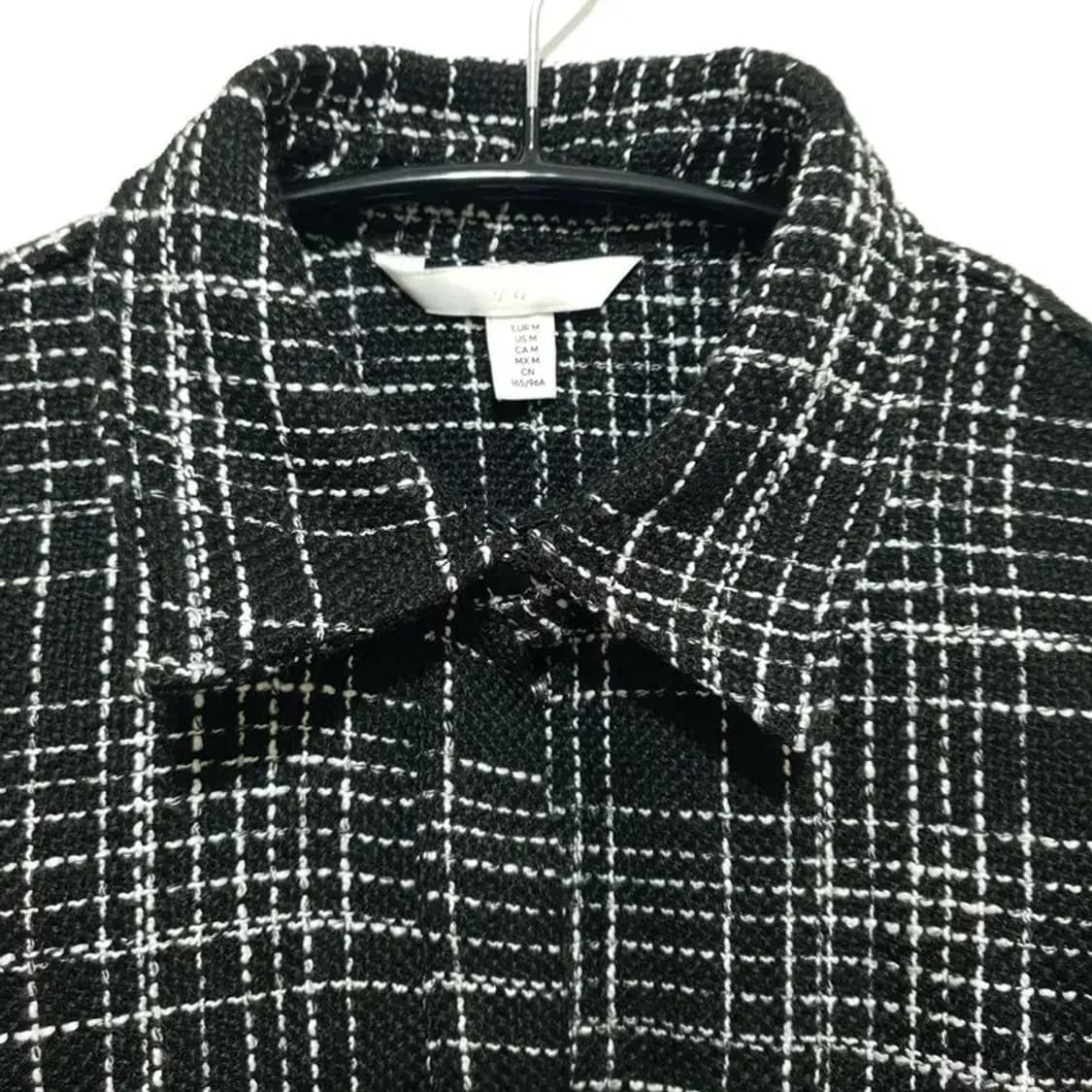 H&M 체크 히든버튼 트위드 숏 자켓 M_M1382 상품이미지2