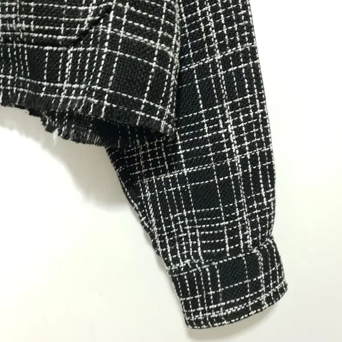 H&M 체크 히든버튼 트위드 숏 자켓 M_M1382 상품이미지4