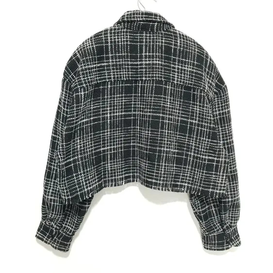 H&M 체크 히든버튼 트위드 숏 자켓 M_M1382 상품이미지5