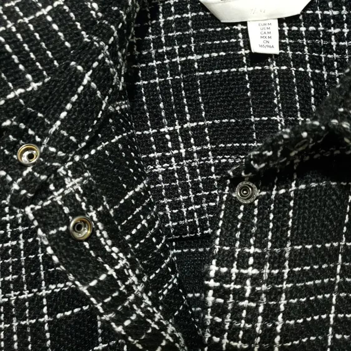 H&M 체크 히든버튼 트위드 숏 자켓 M_M1382 상품이미지7