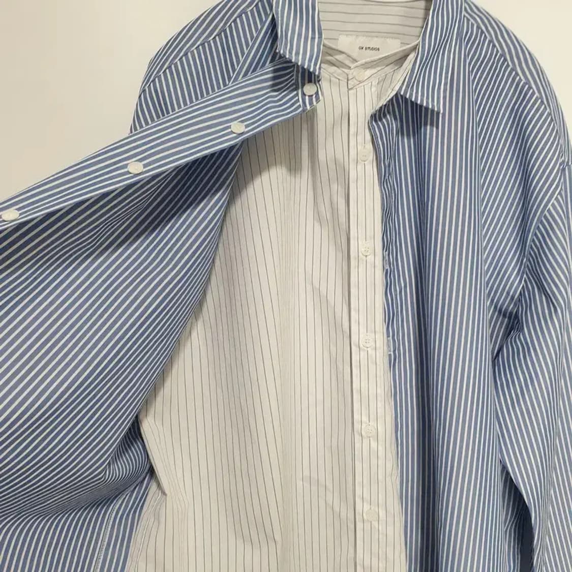 OX 오엑스 스튜디오 스트라이프 레이어드 셔츠 50_M1378 상품이미지7
