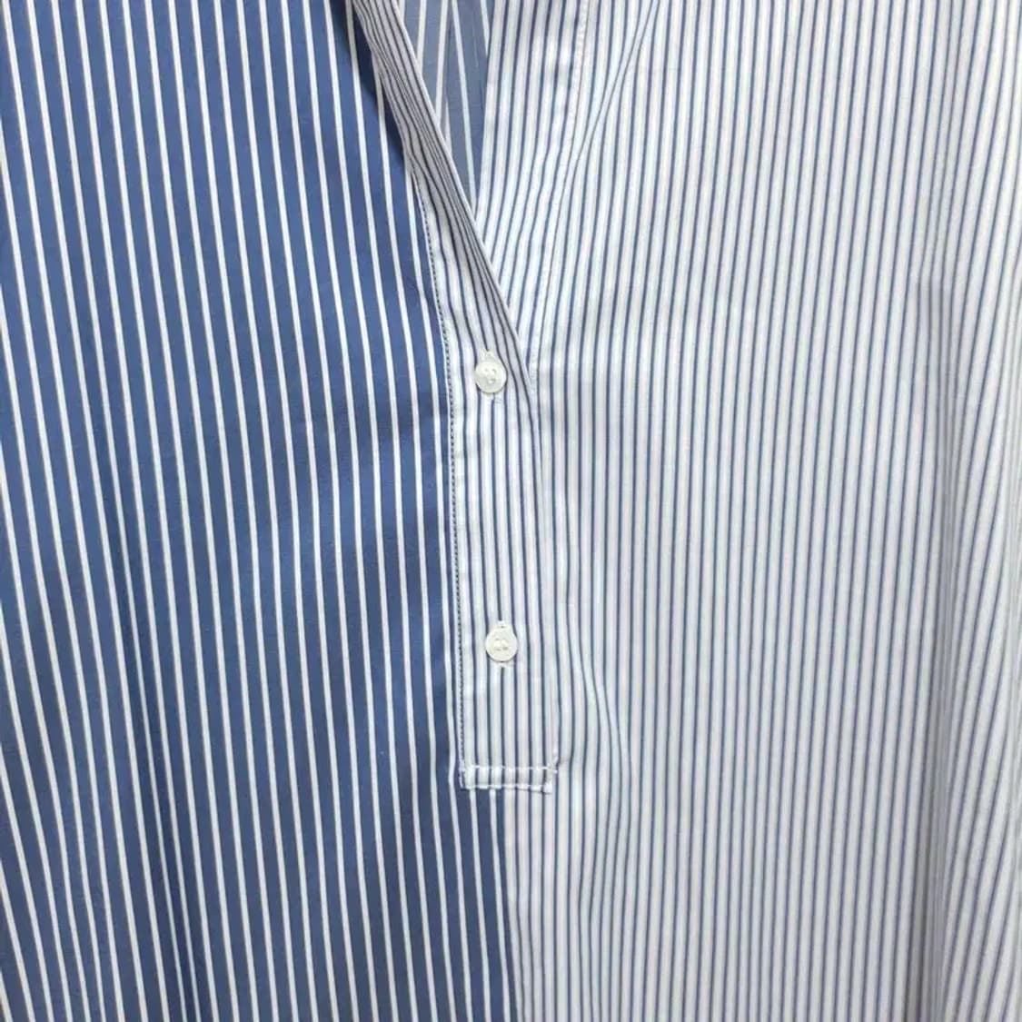 자라 스트라이프 배색 오픈카라 롱 셔츠 S_M1398 상품이미지3