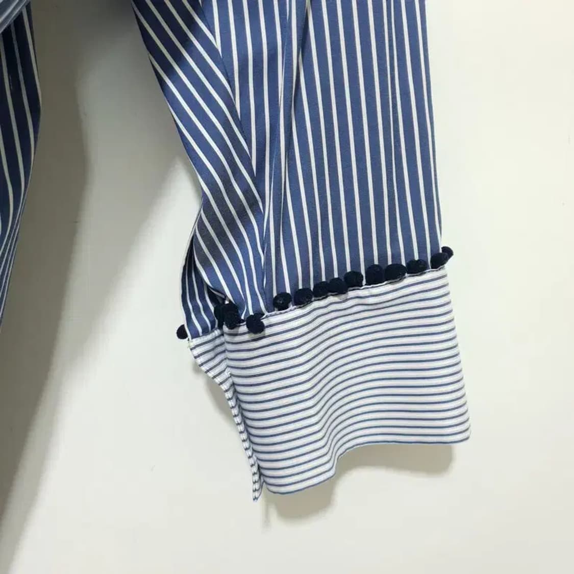 자라 스트라이프 배색 오픈카라 롱 셔츠 S_M1398 상품이미지5