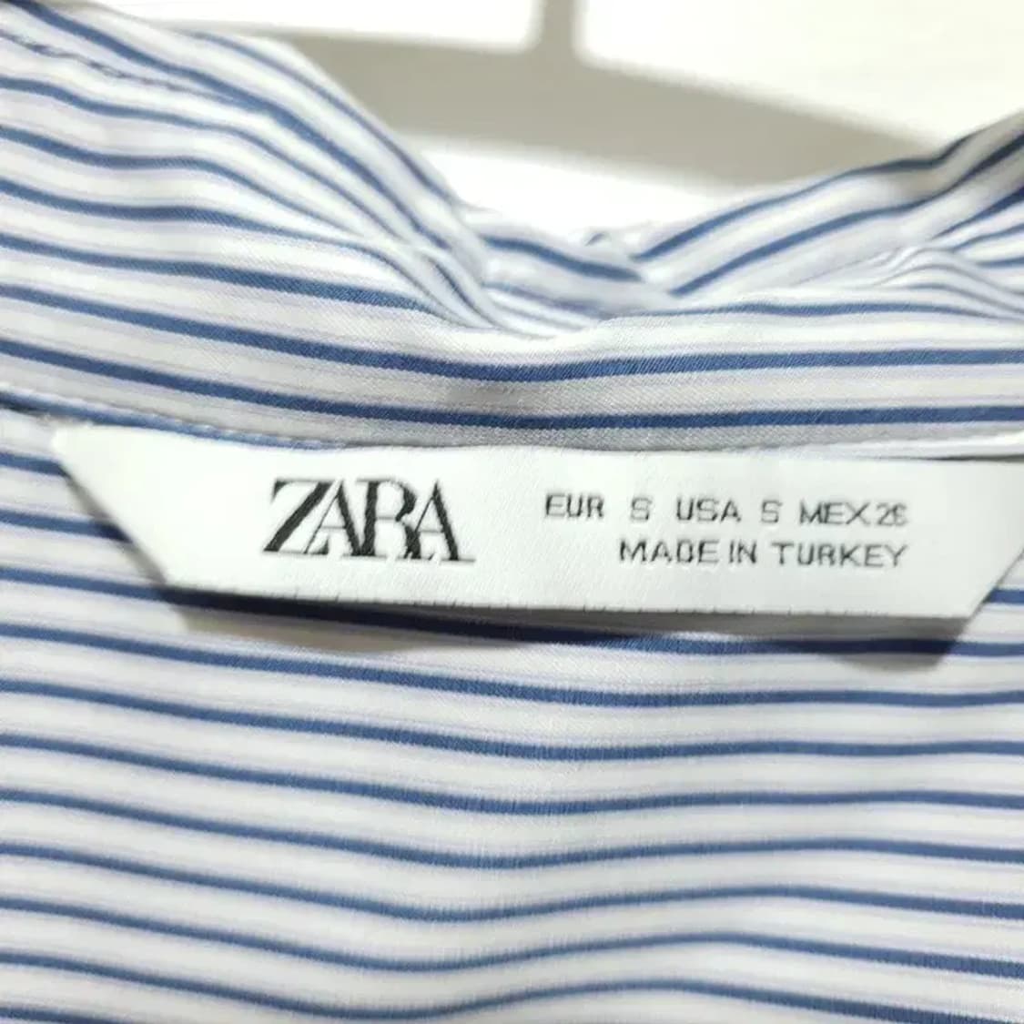 자라 스트라이프 배색 오픈카라 롱 셔츠 S_M1398 상품이미지8