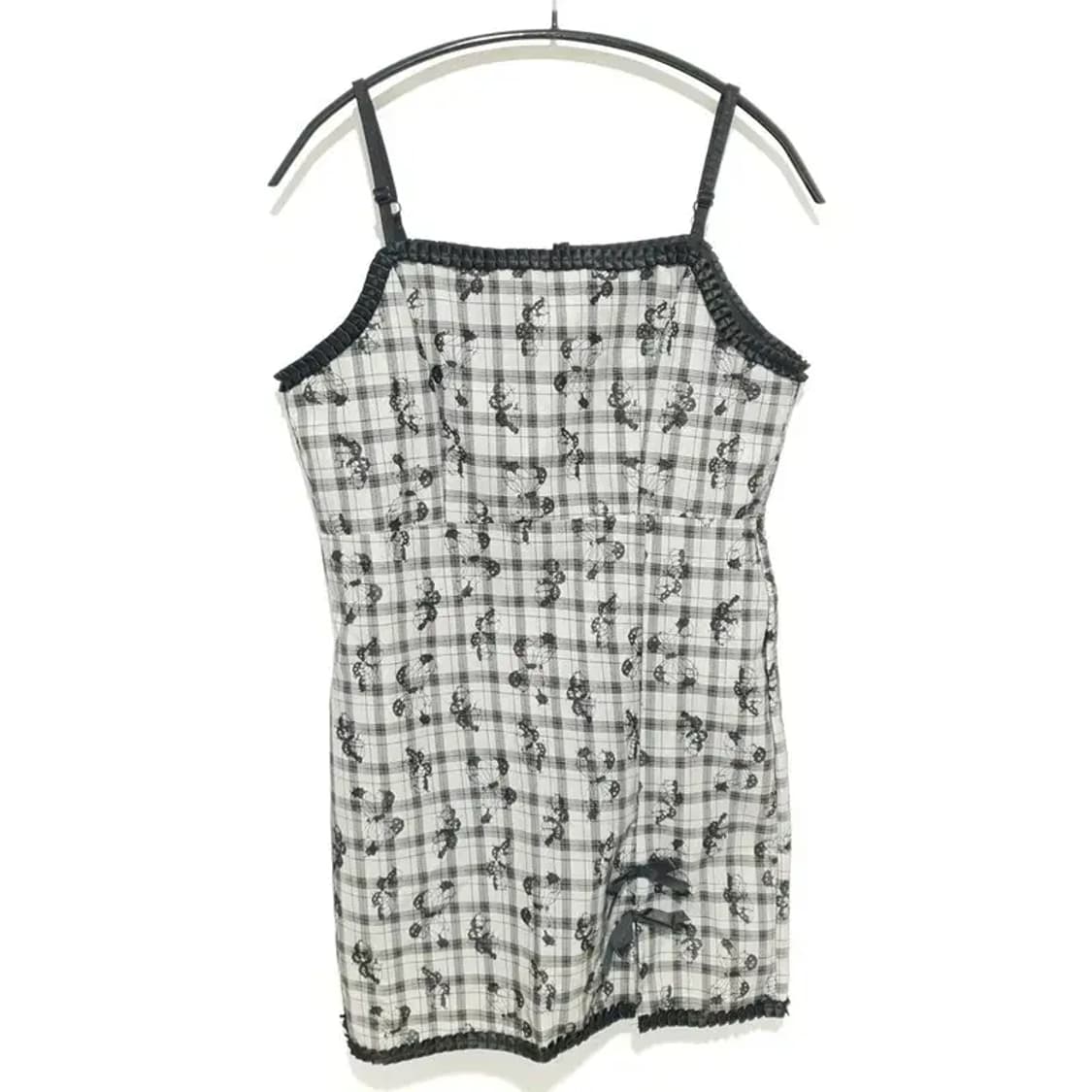 체크 끈나시 나비 자수 원피스 M_S1328 상품이미지1