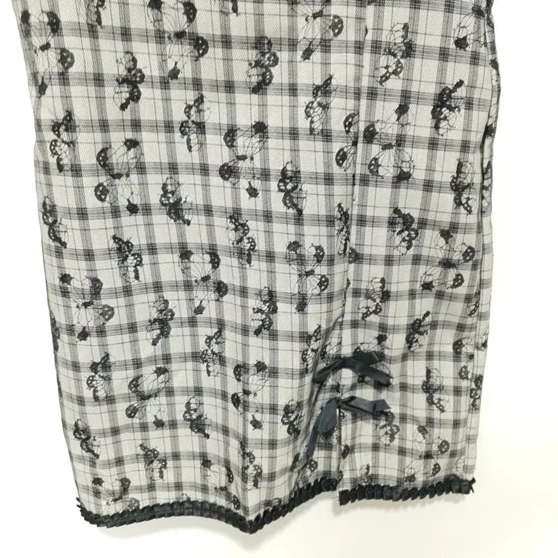 체크 끈나시 나비 자수 원피스 M_S1328 상품이미지3