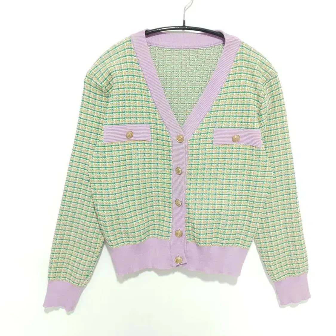 여성 트위드 배색 가디건 F_M1458 상품이미지1