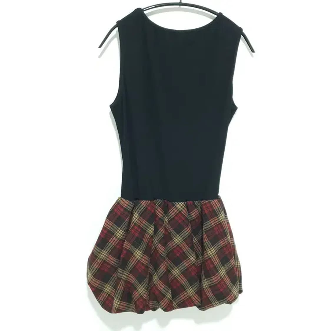 샵사이다 민소매 배색 체크 펌킨 원피스 XL_S1332 상품이미지5