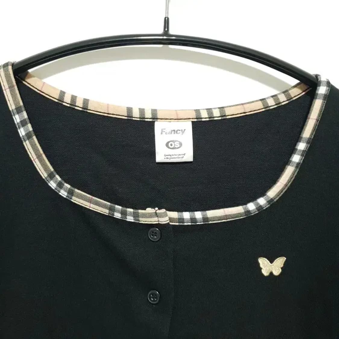 팬시클럽 체크 반팔 크롭 가디건 OS_S1343 상품이미지2