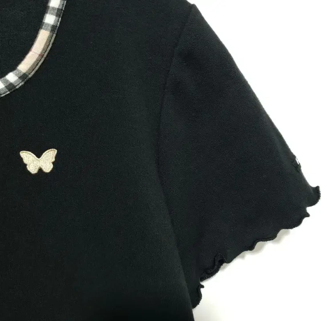 팬시클럽 체크 반팔 크롭 가디건 OS_S1343 상품이미지3