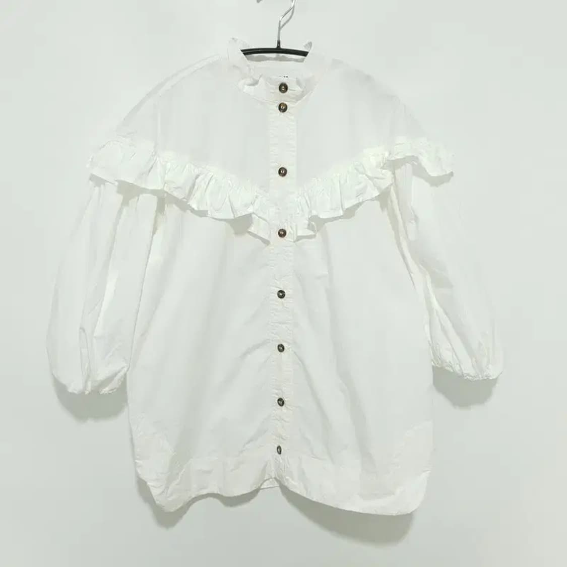 가니 코튼 포플린 퍼프 슬리브 블라우스 38_S1344 상품이미지1