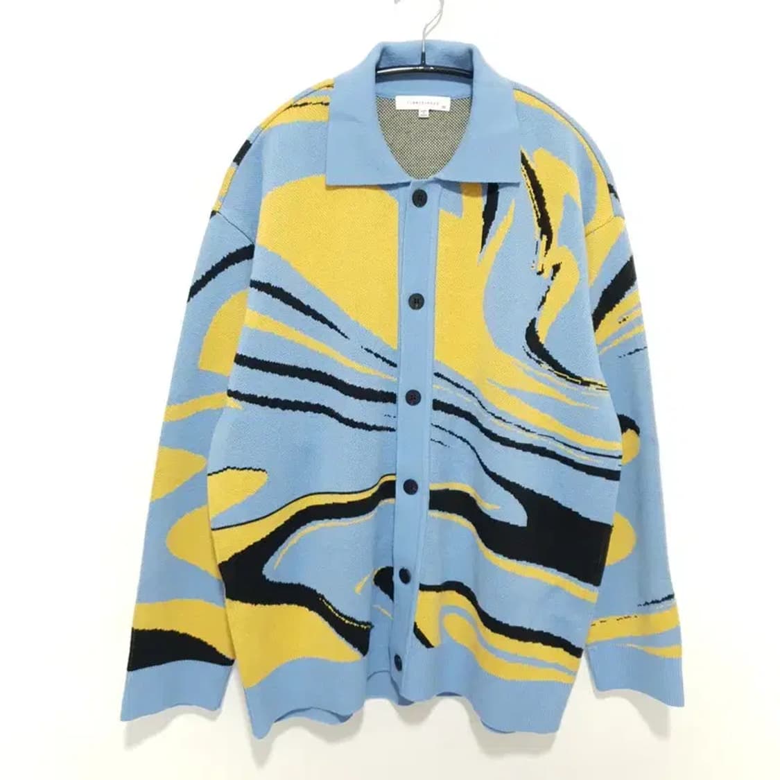 리버클래시 블루 아트웍 카라넥 오버핏 가디건 100_M1497 상품이미지1