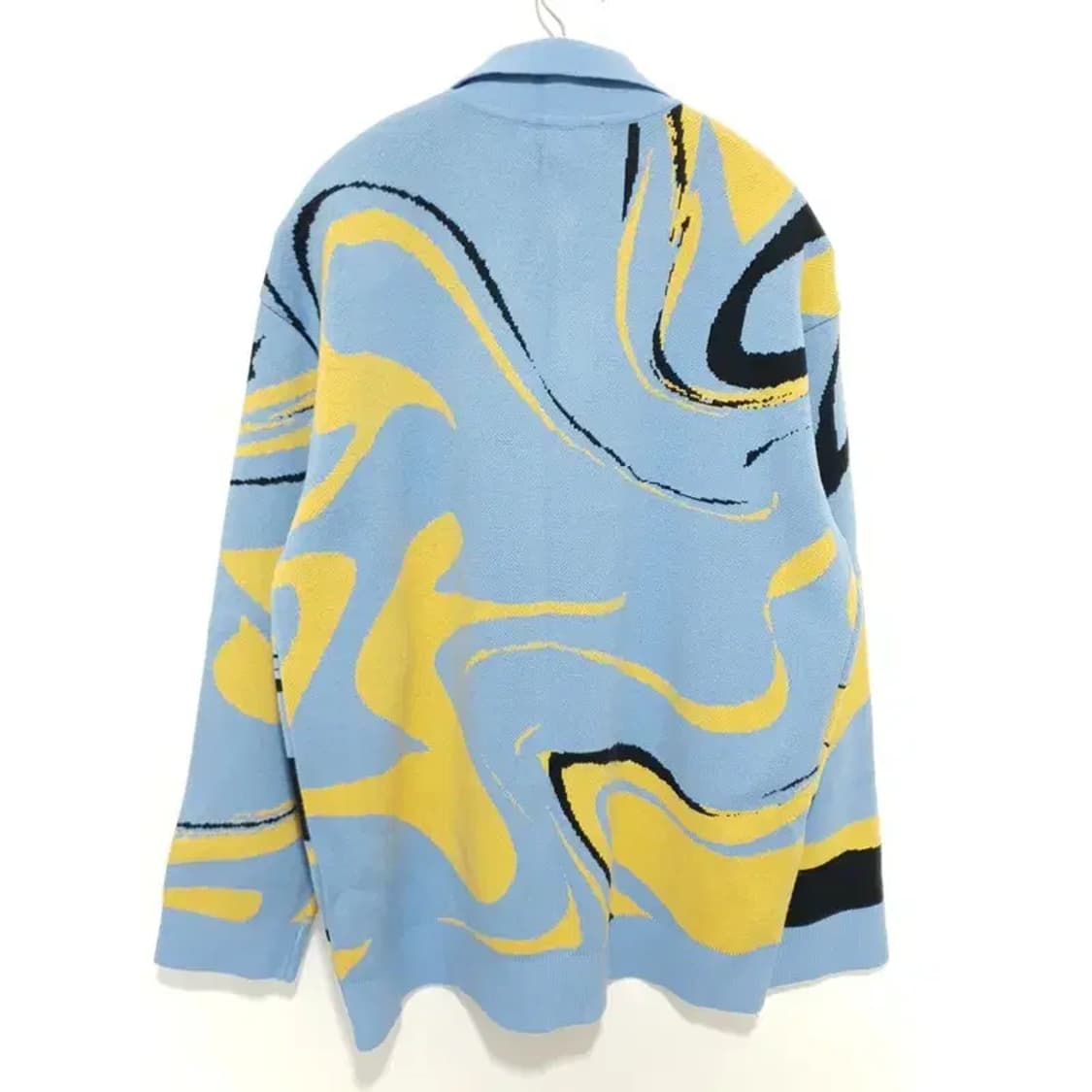 리버클래시 블루 아트웍 카라넥 오버핏 가디건 100_M1497 상품이미지5