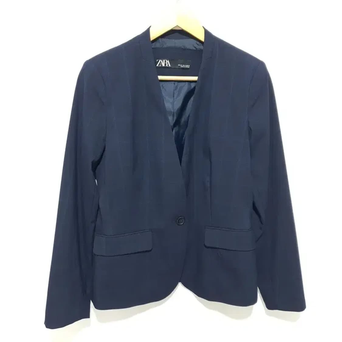 자라 여성 노카라 체크 원버튼 자켓 EUR 40_M1504 상품이미지1