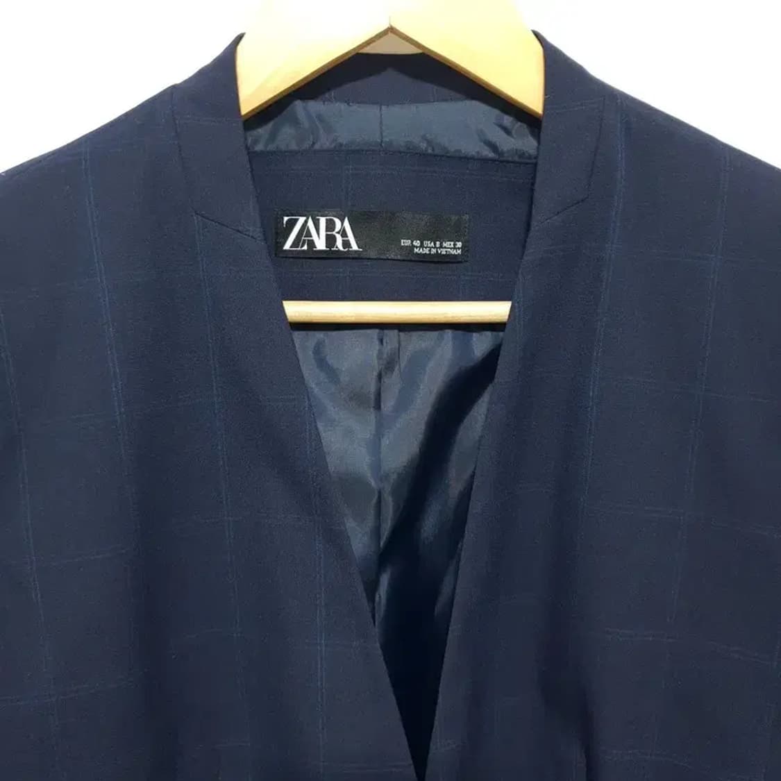 자라 여성 노카라 체크 원버튼 자켓 EUR 40_M1504 상품이미지2