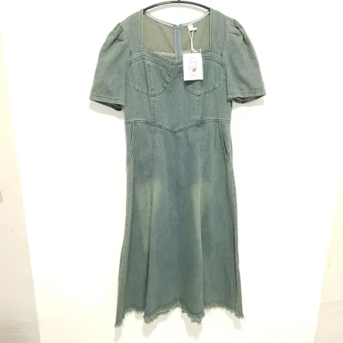 하트넥 데님 롱 원피스 L_S1421 상품이미지1