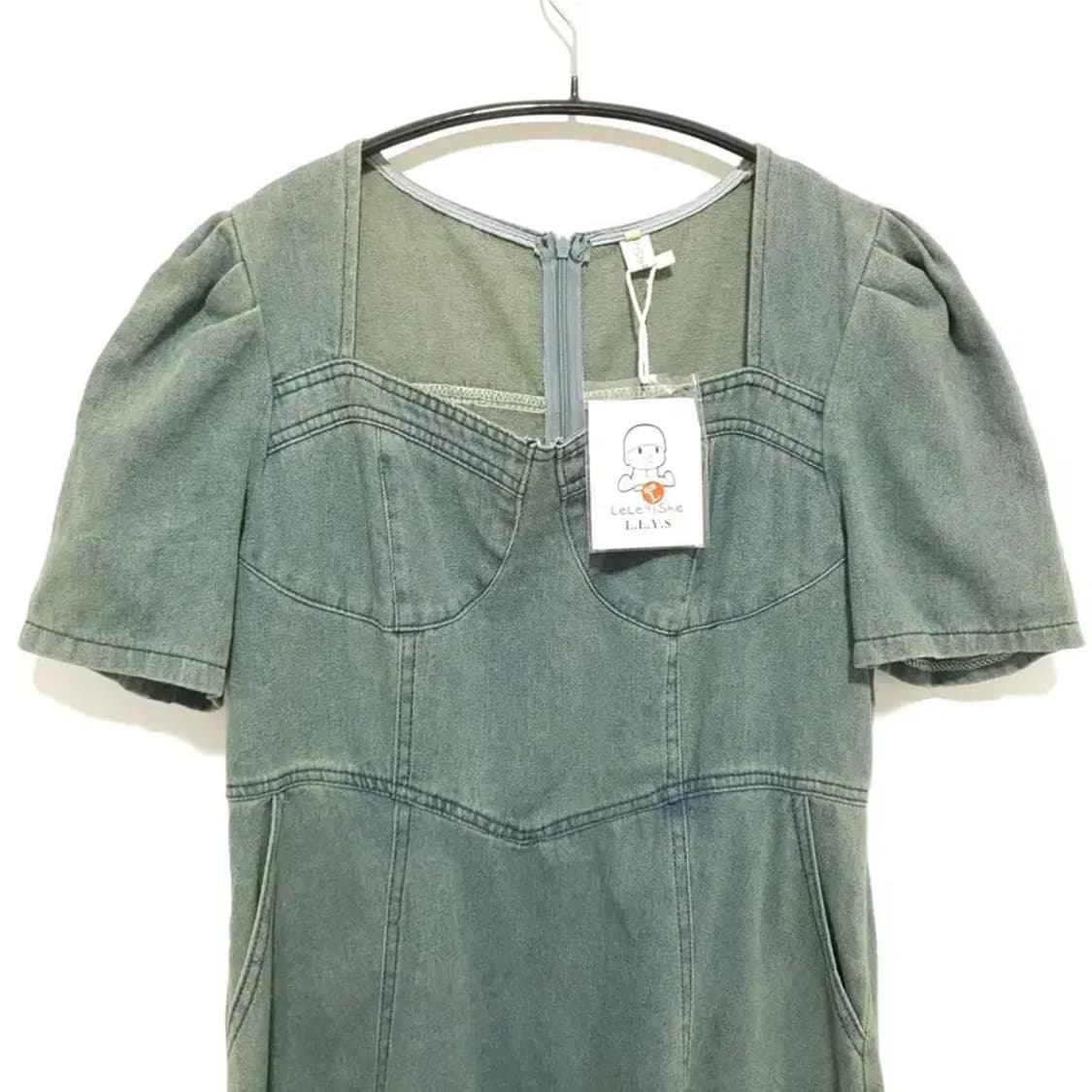 하트넥 데님 롱 원피스 L_S1421 상품이미지2