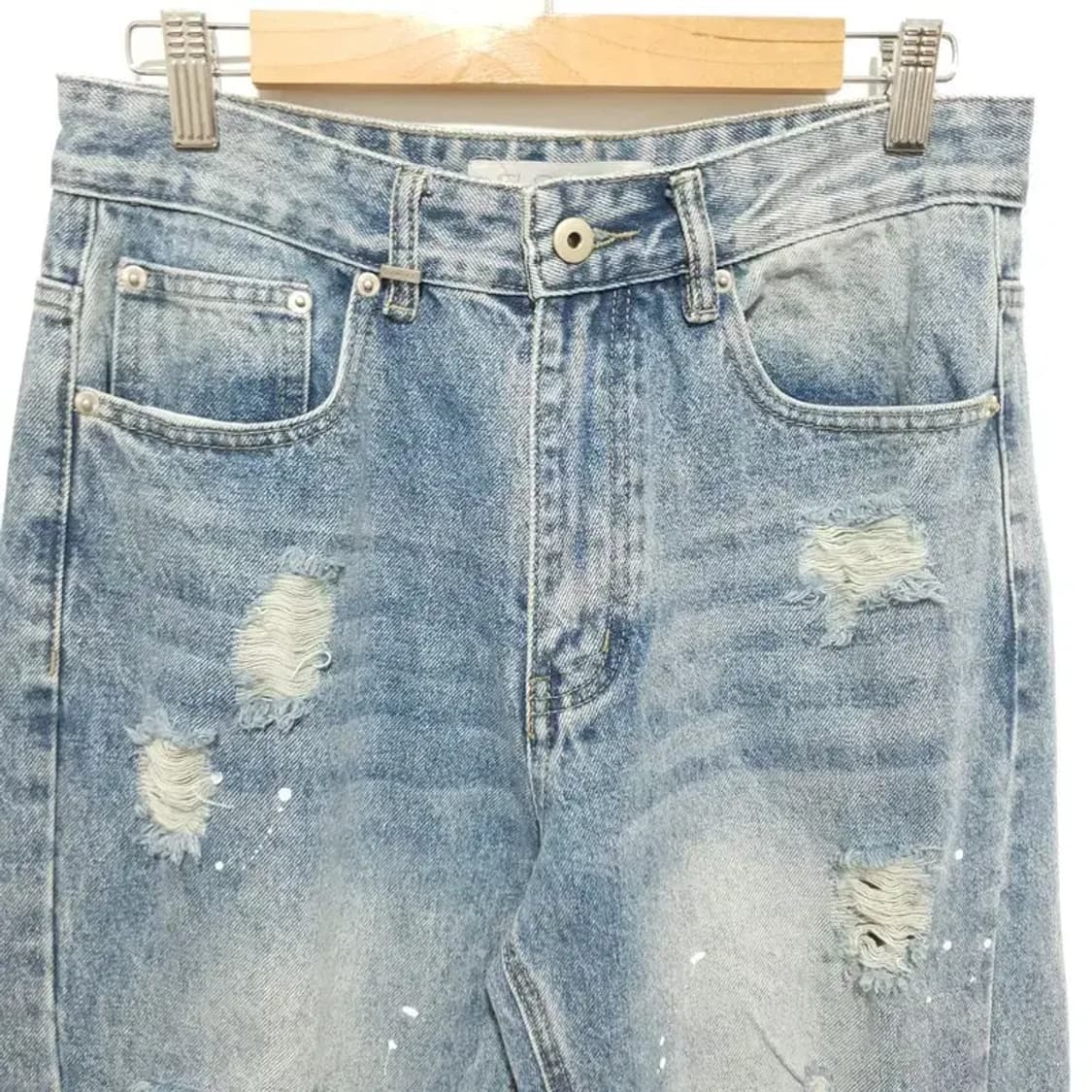 슬로우애시드 디스트로이드 와이드 플레어 데님 팬츠 S_M1643 상품이미지2