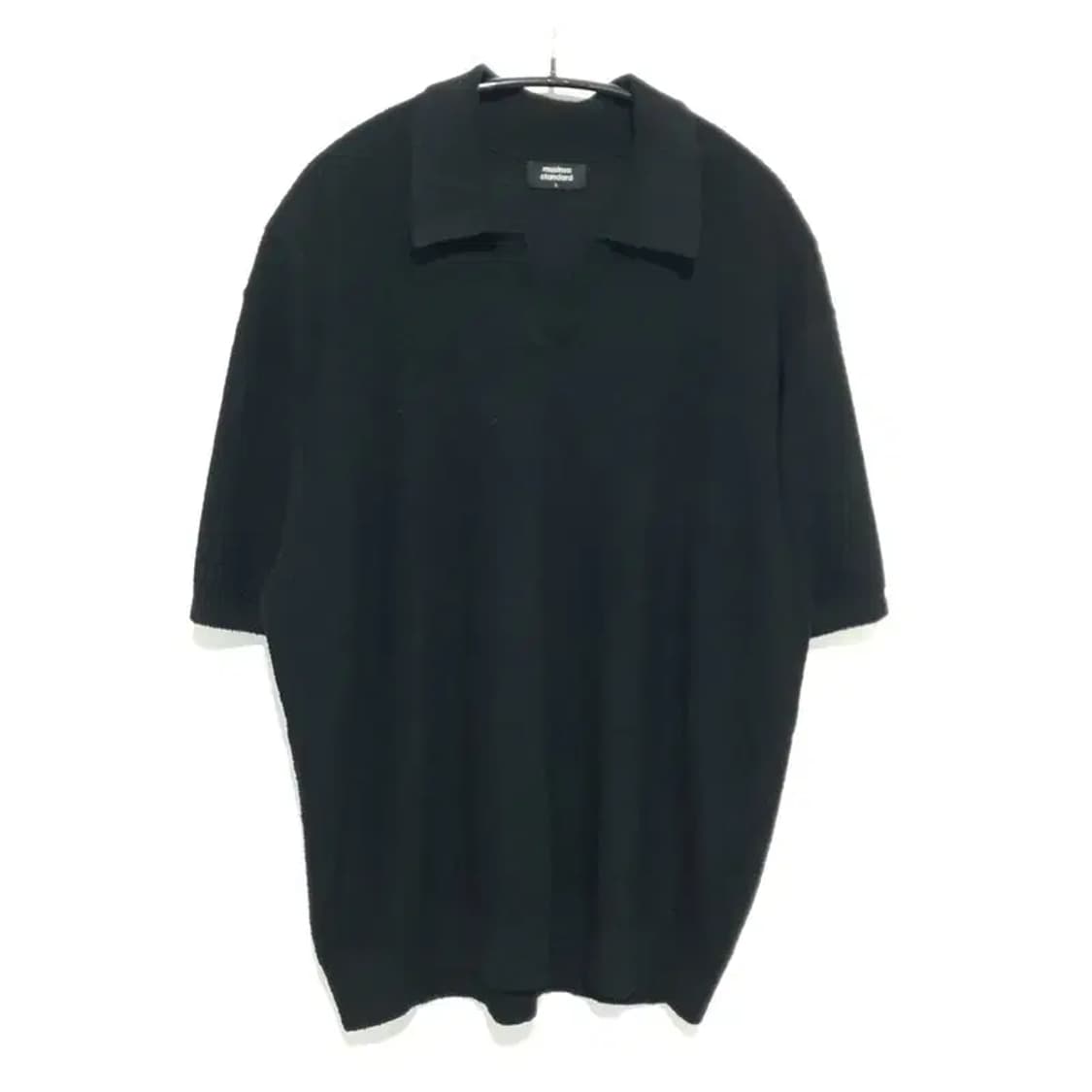 무탠다드 부클 슬릿넥 니트 반팔 카라티 L_S1445 상품이미지1