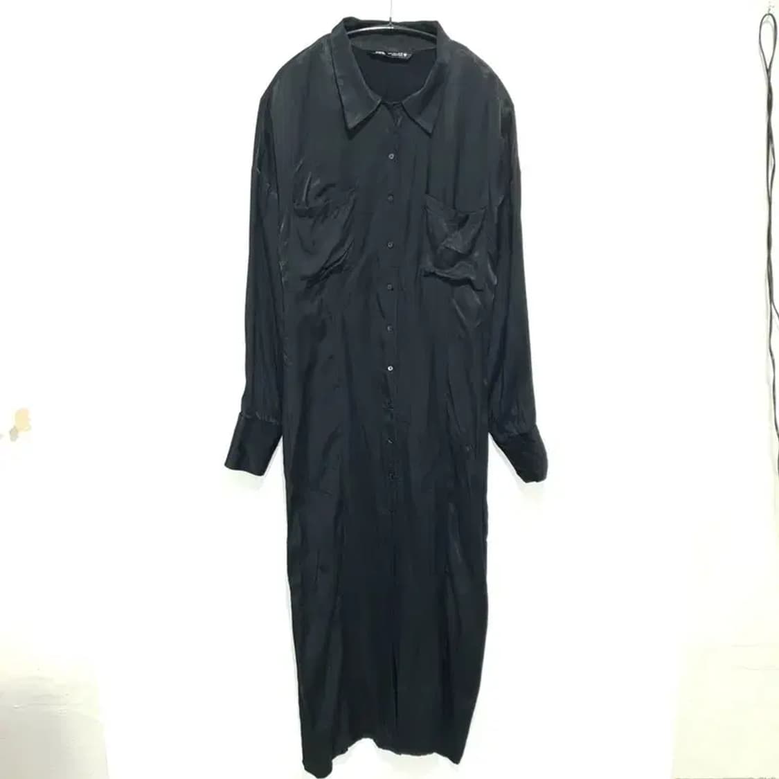 자라 새틴 롱 셔츠 원피스 L_M1671 상품이미지1