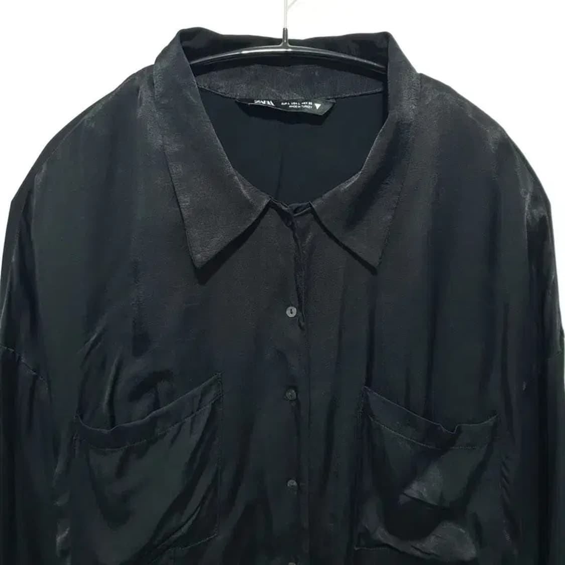 자라 새틴 롱 셔츠 원피스 L_M1671 상품이미지2