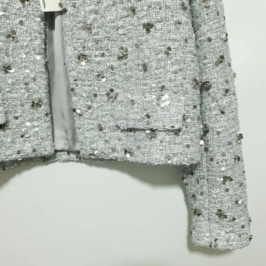 자라 시퀸 스팽클 트위드 오픈 자켓 XS_M1714 상품이미지3