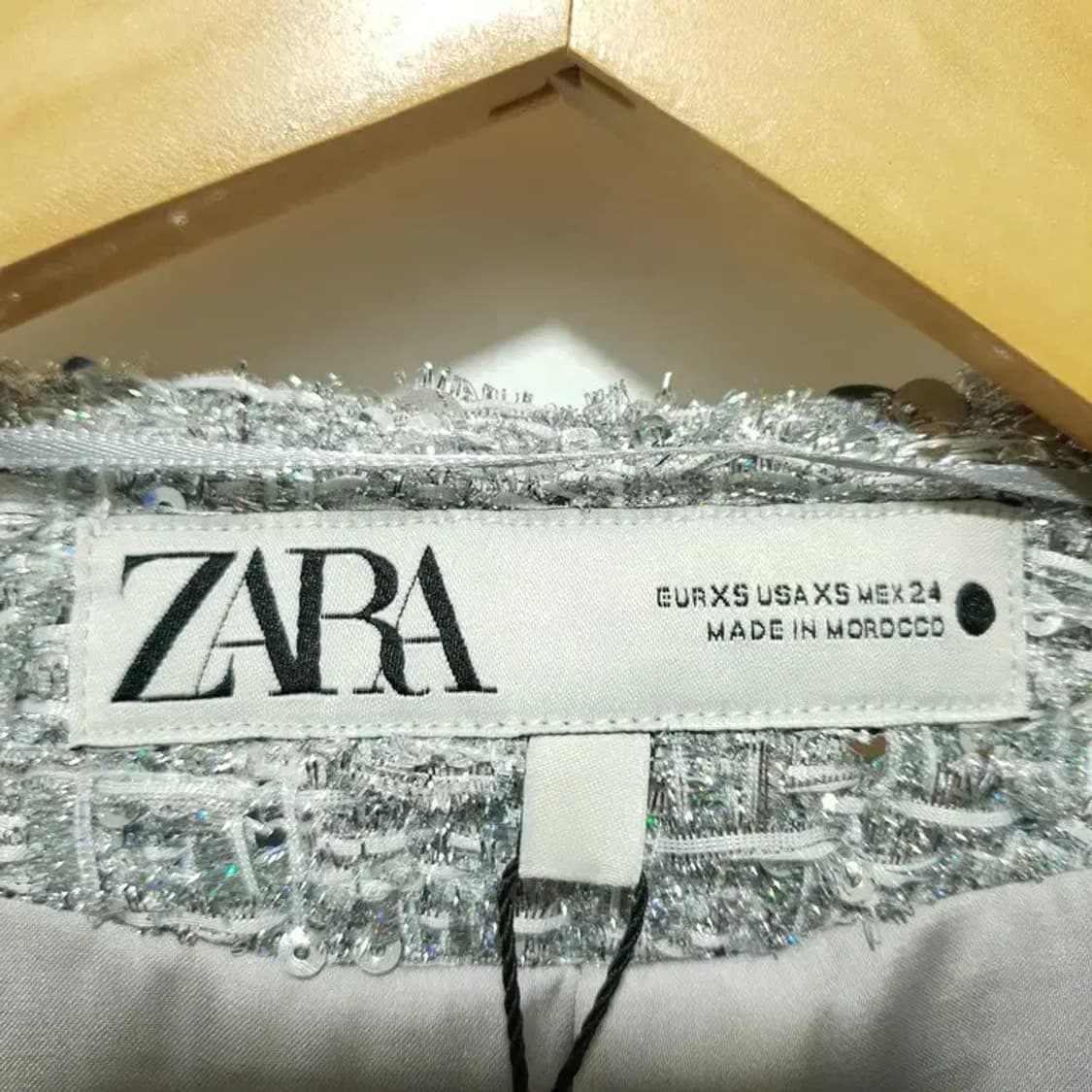 자라 시퀸 스팽클 트위드 오픈 자켓 XS_M1714 상품이미지6