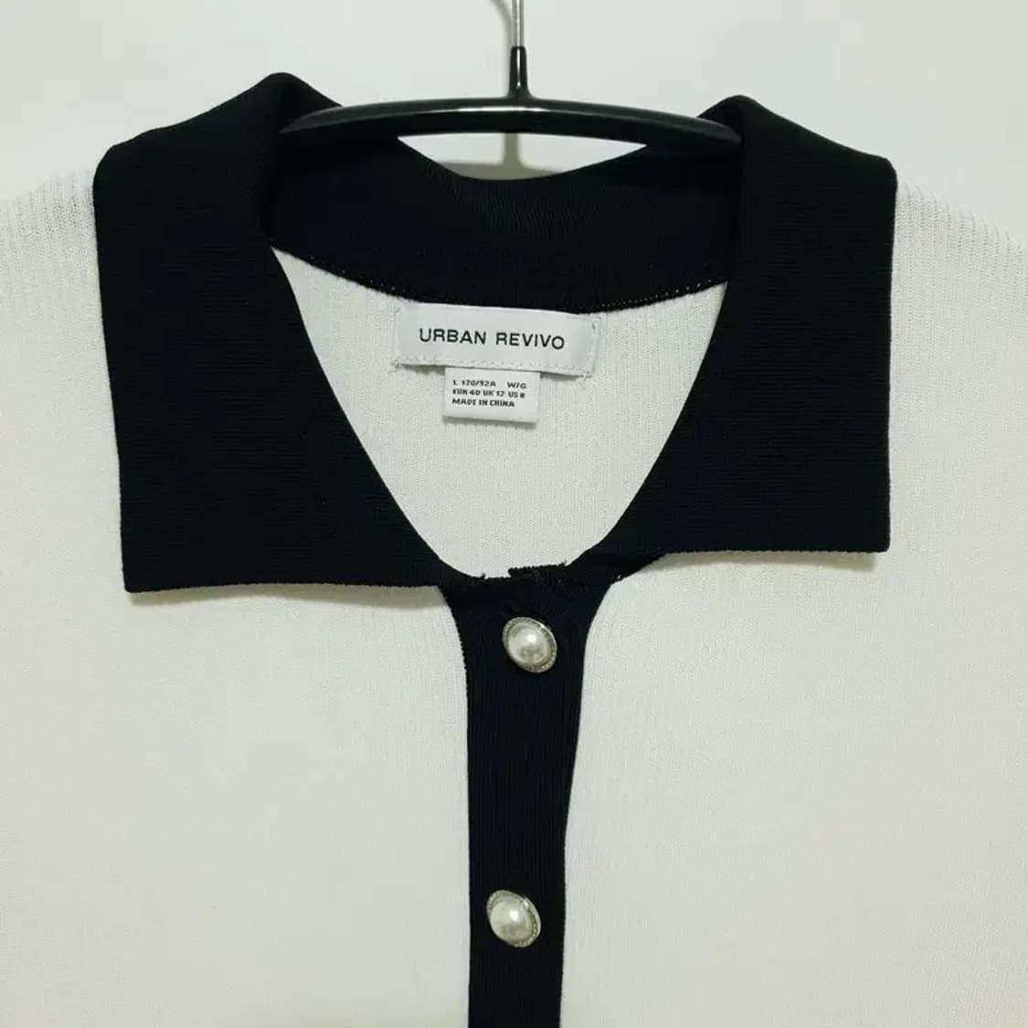 어반레비보 진주 배색 반팔 가디건 L_S1483 상품이미지2