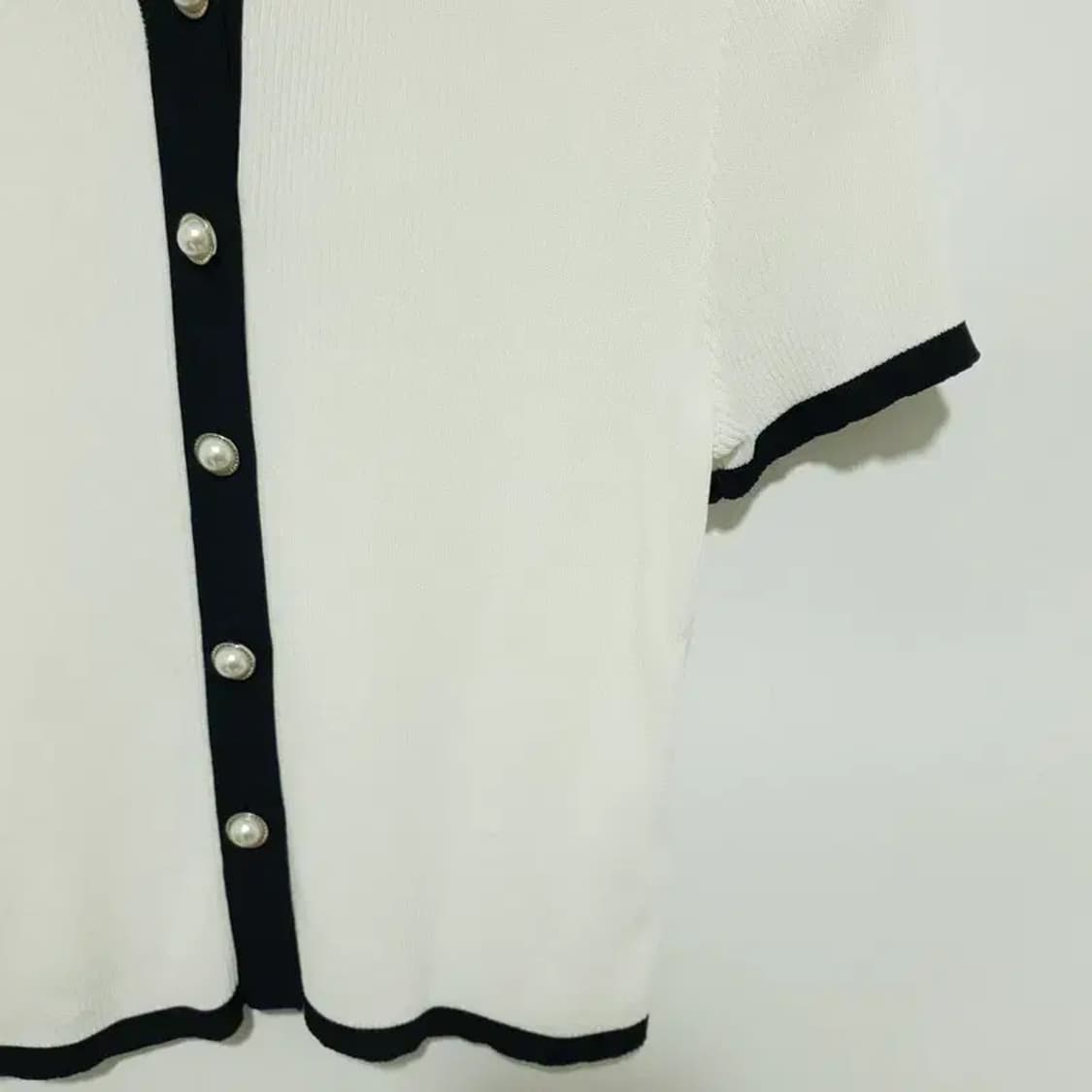 어반레비보 진주 배색 반팔 가디건 L_S1483 상품이미지4