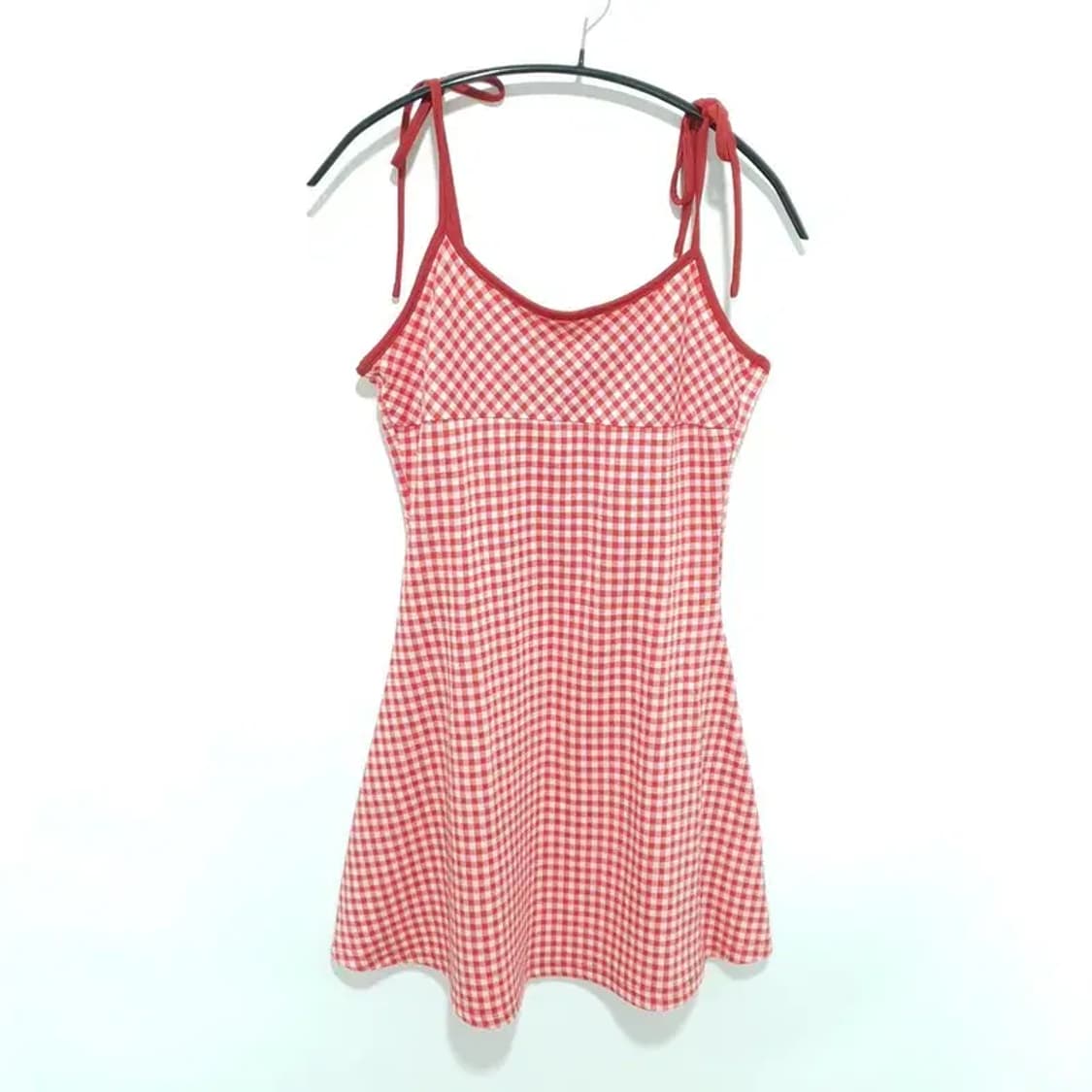 샵사이다 스쿱넥 체크 타이 원피스 M_S1490 상품이미지1