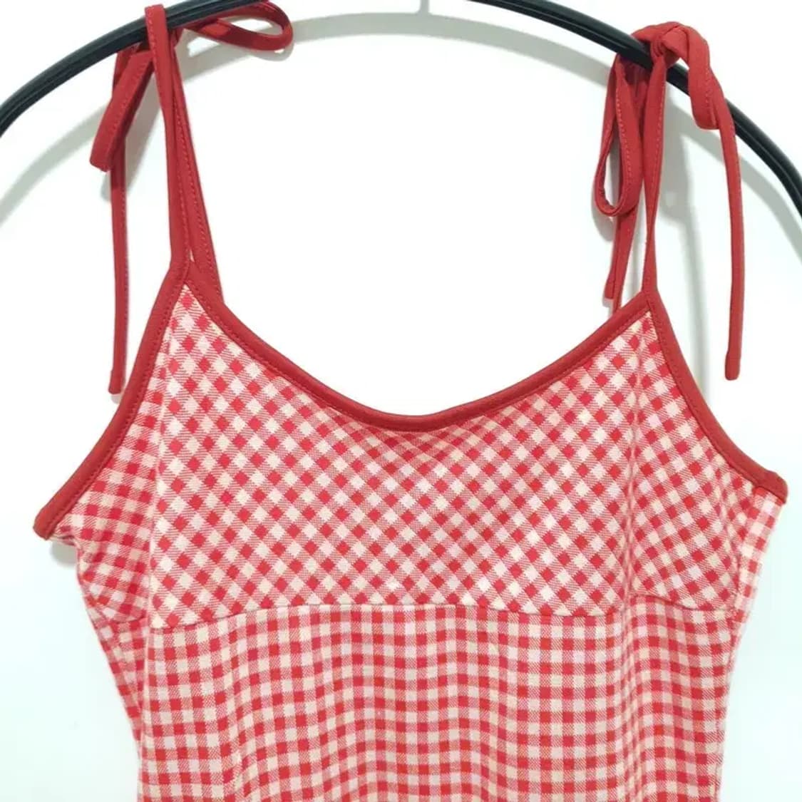 샵사이다 스쿱넥 체크 타이 원피스 M_S1490 상품이미지2