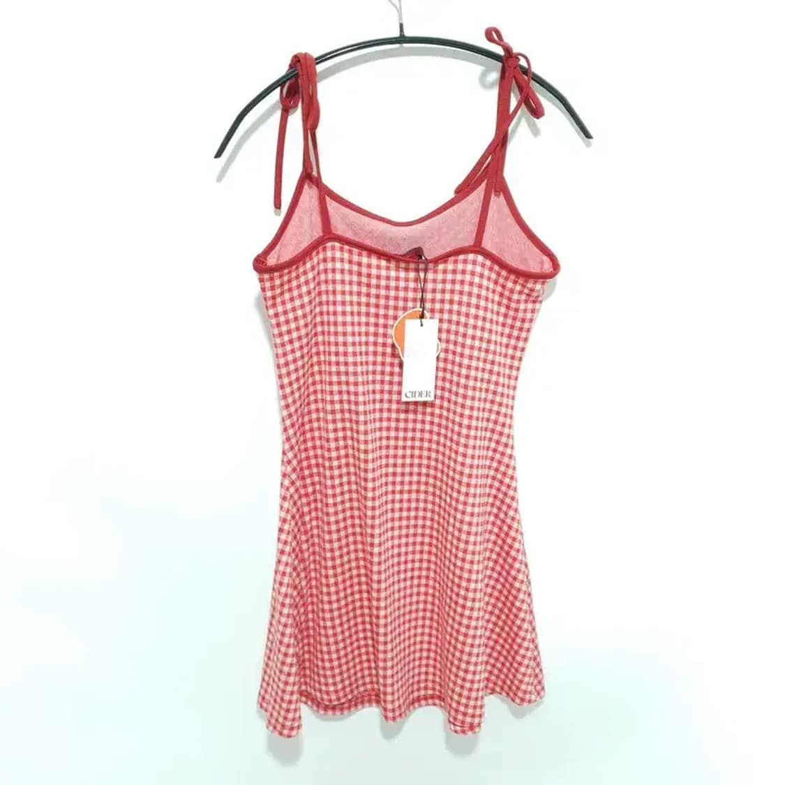 샵사이다 스쿱넥 체크 타이 원피스 M_S1490 상품이미지4