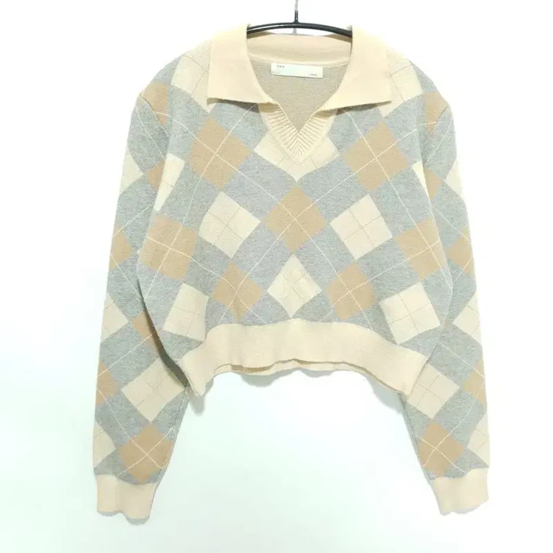 아가일 오픈 카라 니트 F_M1755 상품이미지1