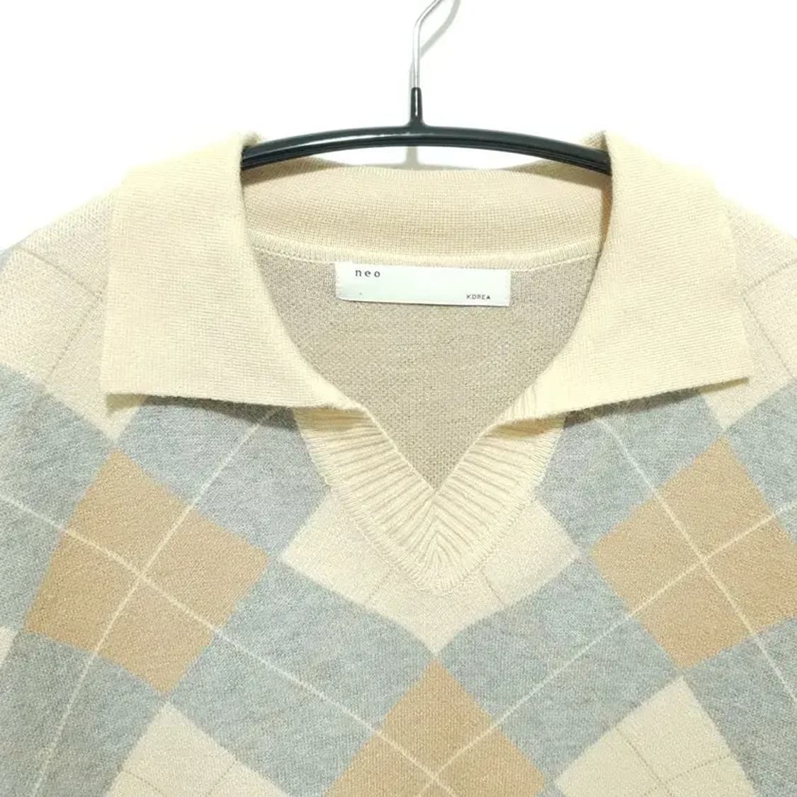 아가일 오픈 카라 니트 F_M1755 상품이미지2