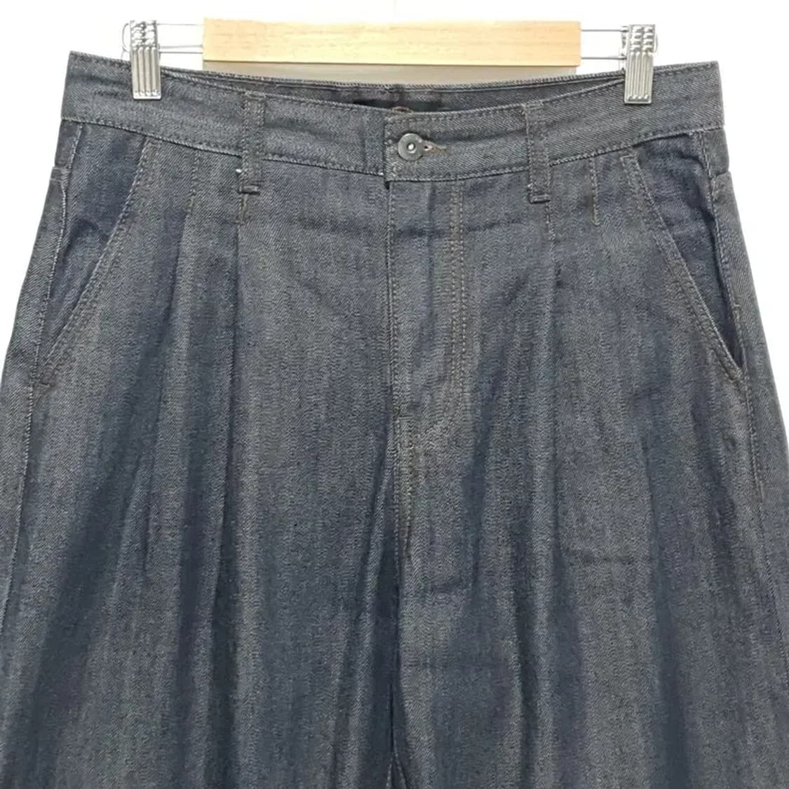 비슬로우 투턱 셀비지 데님 와이드 팬츠 30_M1764 상품이미지2