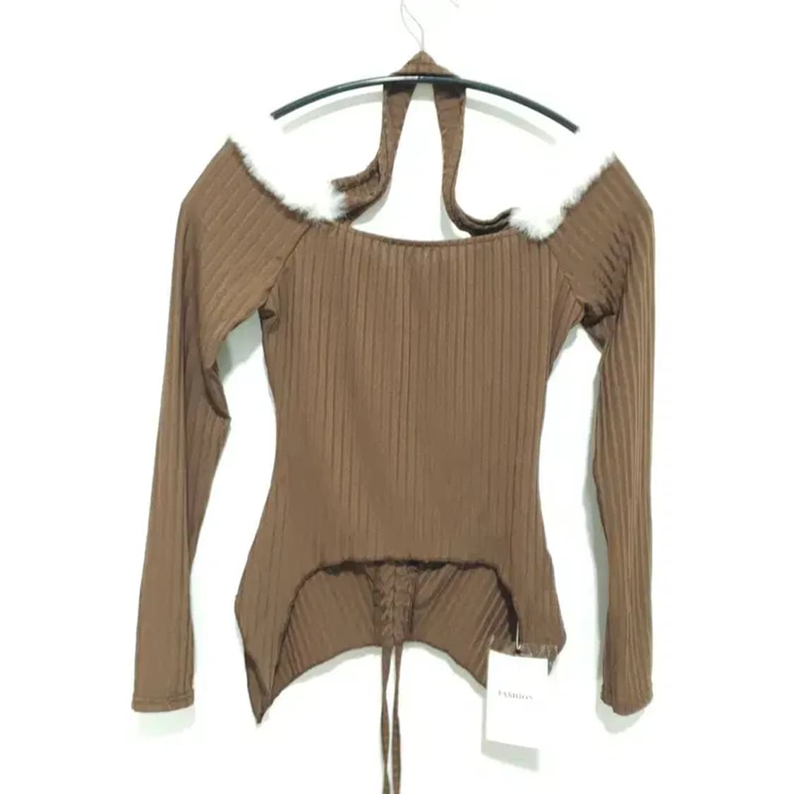 홀터넥 오프숄더 셔링 탑 F_M1798 상품이미지5