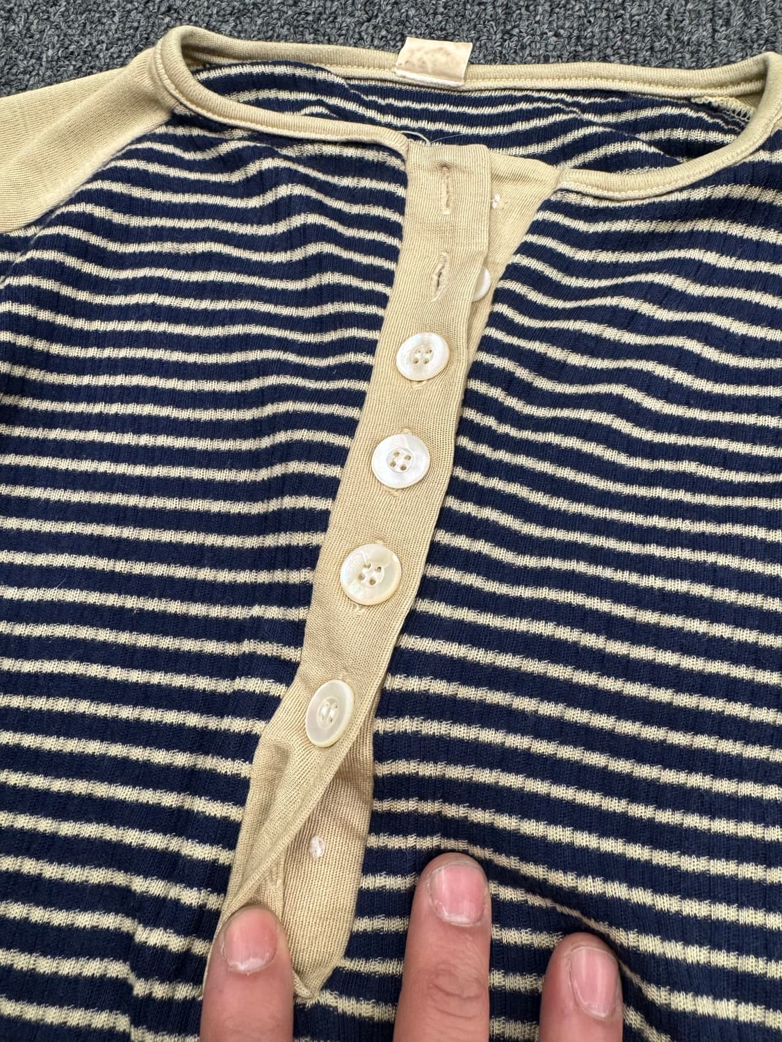 Japanese vintage 여성 스트라이프 헨리넥 롱슬리브 상품이미지3