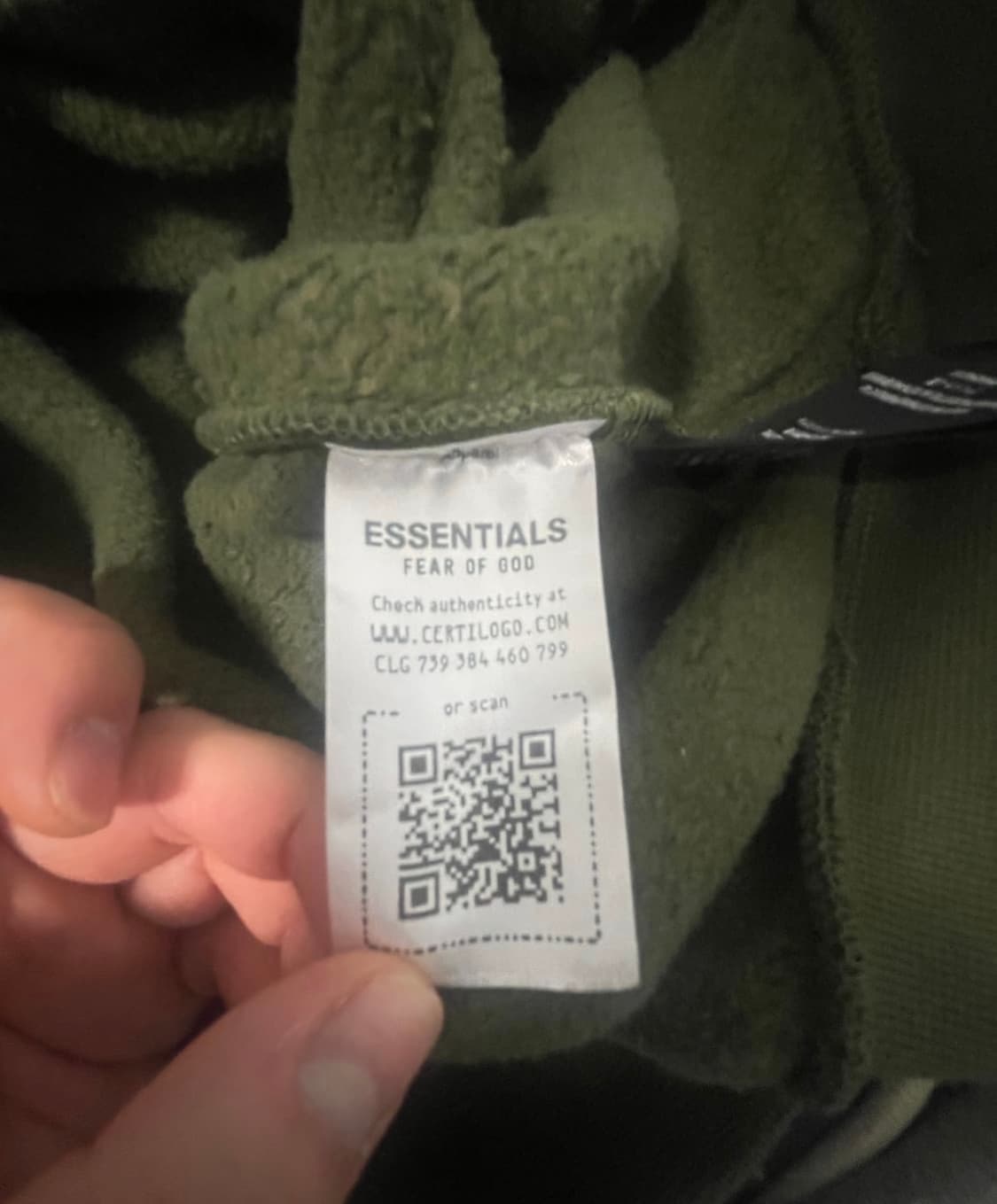 (새상품 L) 피어오브갓 에센셜 플리스 후드티 밀리터리 상품이미지9