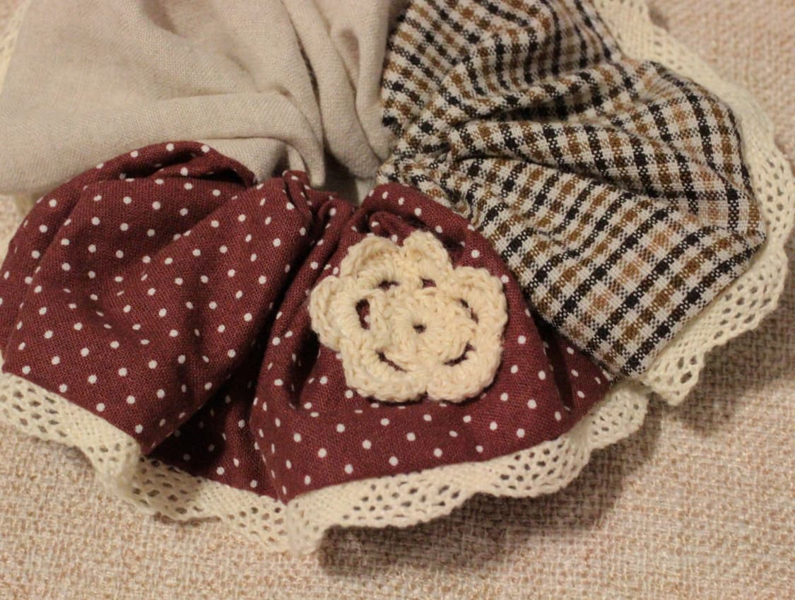 핸드메이드 빈티지 업사이클링 레이스 스크런치 상품이미지2