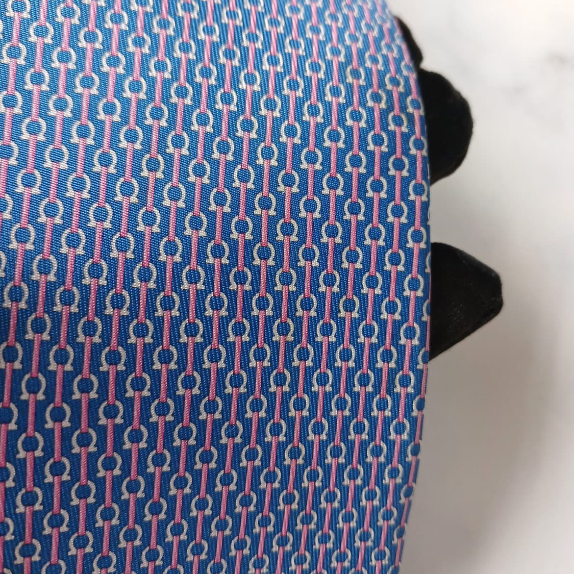 살바토레 페라가모 넥타이 블루 간치니 패턴 8.8cm A등급 G30 상품이미지8