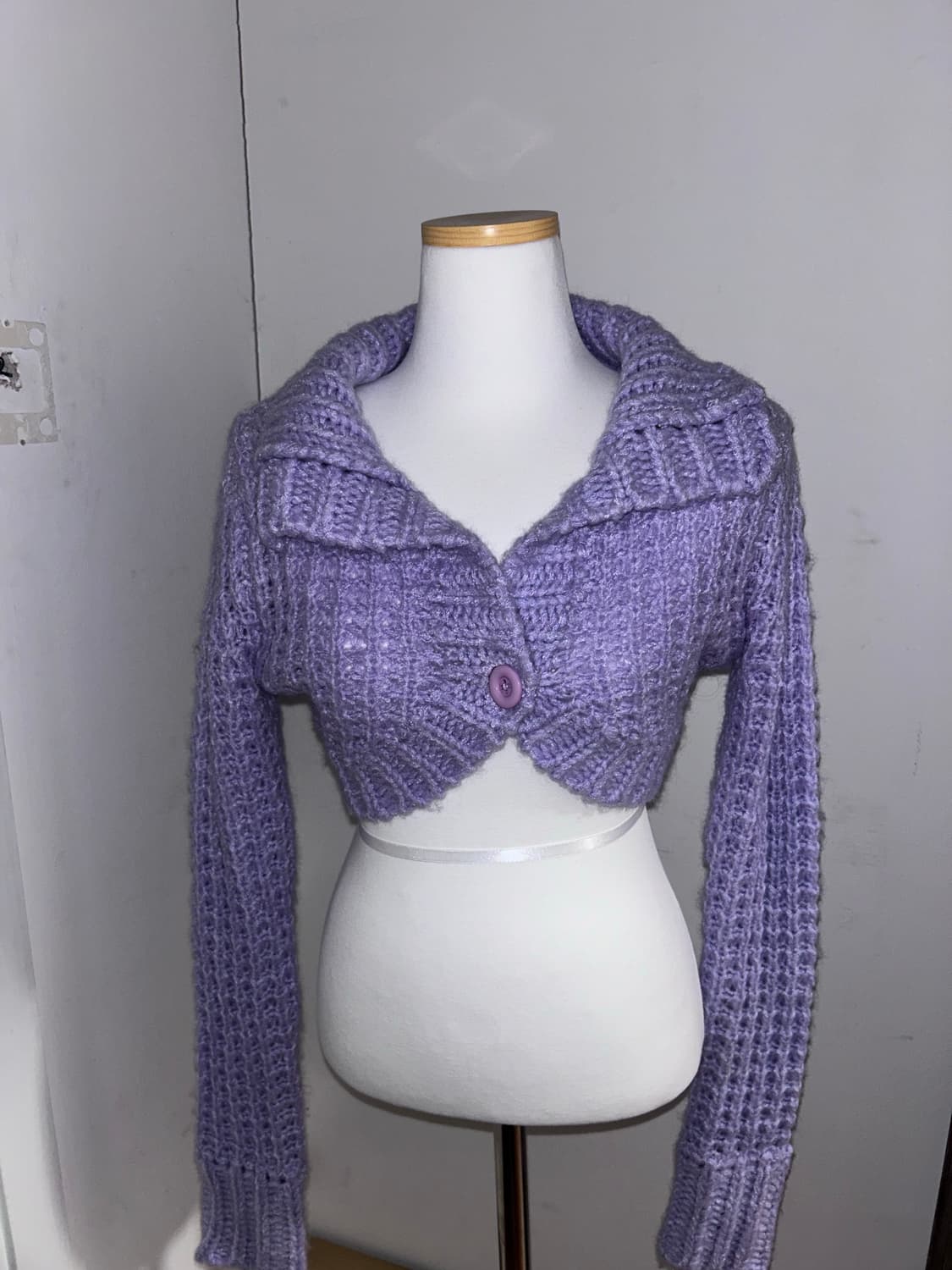 연보라 니트 가디건 상품이미지2