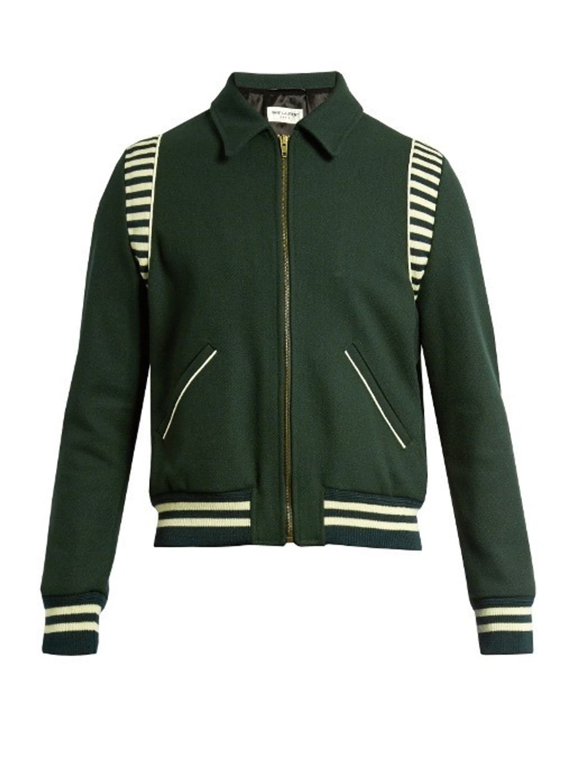 생로랑 테디 바시티 그린 자켓 상품이미지1