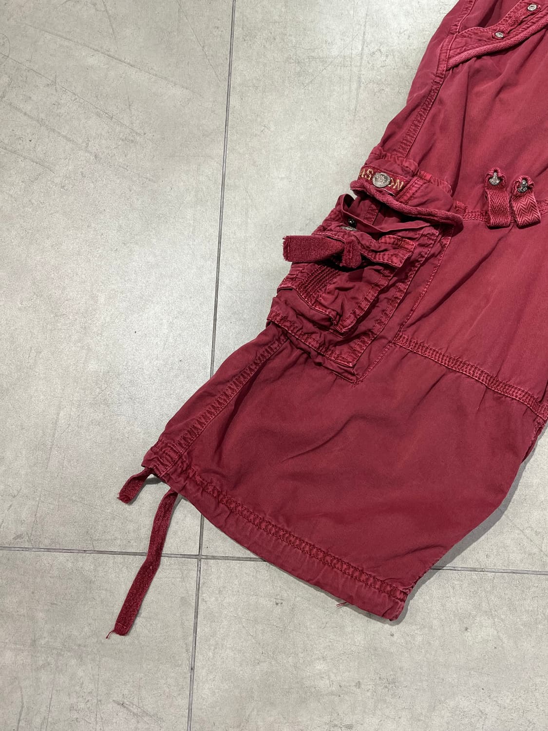 일본 빈티지 락펑크 버건디 카고 숏팬츠 반바지 상품이미지2